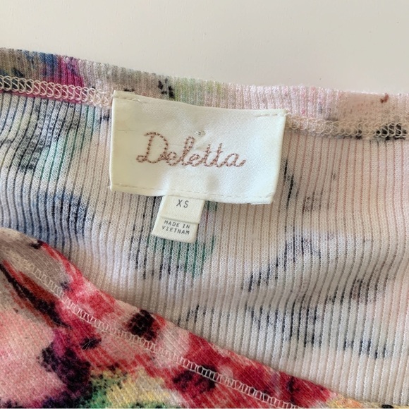 Deletta Floral Asymmetrical NeckTop XS Anthropologie - Picture 5 of 7